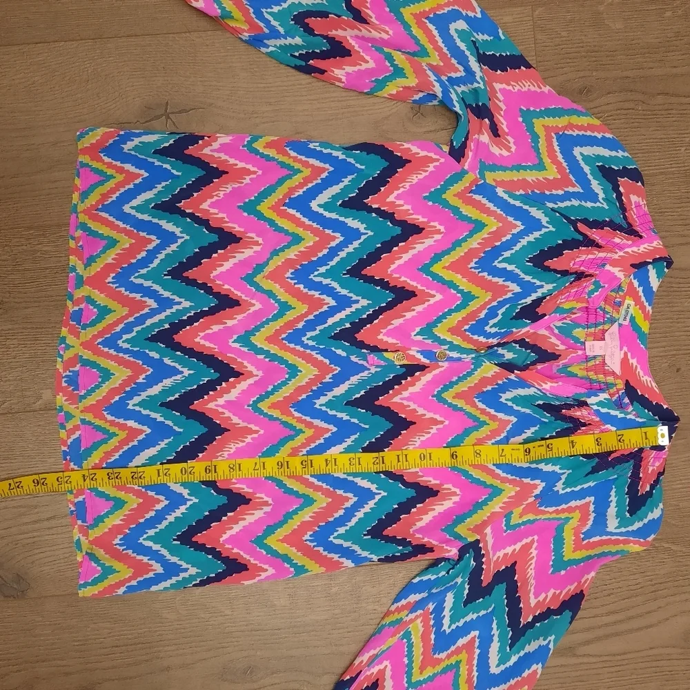Lilly Pulitzer Chevron Elsa Silk  Multicolor Blouse - Picture 10 of 10